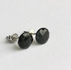NEW Faceted Black Onyx stud earrings on Sterling Silver